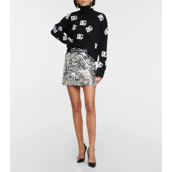Dolce&Gabbana Jacquard Turtleneck Wool Sweater