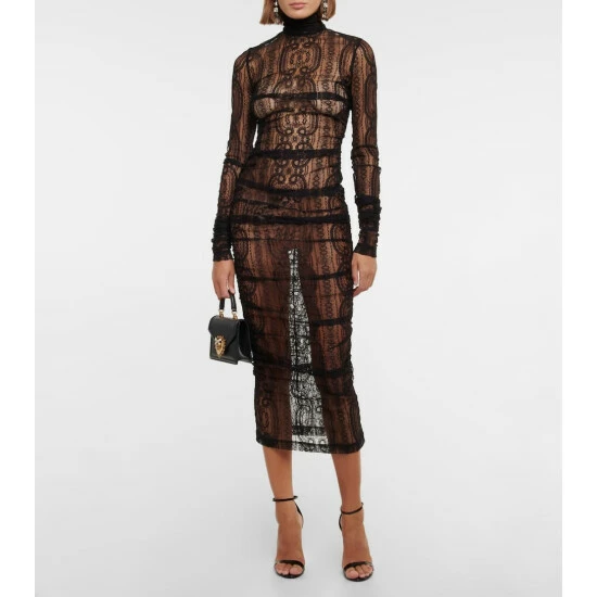 Dolce&Gabbana Lace Mockneck Midi Dress