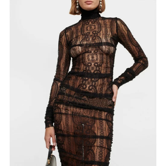 Dolce&Gabbana Lace Mockneck Midi Dress - Image 3