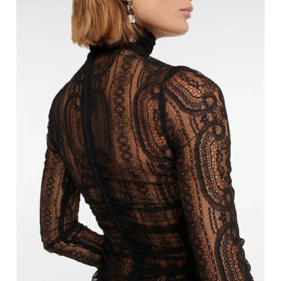 Dolce&Gabbana Lace Mockneck Midi Dress - Image 4