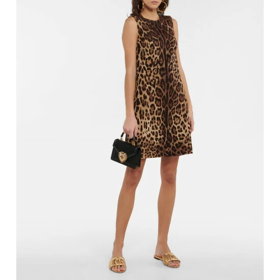 Dolce&Gabbana Logo Cutout Metallic Leather Slides