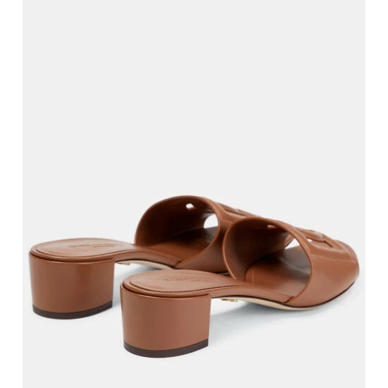 Dolce&Gabbana Leather Cut-out Logo Sandals - Image 2