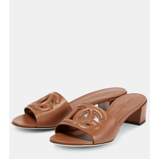 Dolce&Gabbana Leather Cut-out Logo Sandals - Image 4