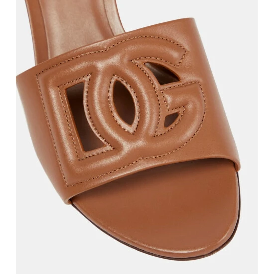 Dolce&Gabbana Leather Cut-out Logo Sandals - Image 5
