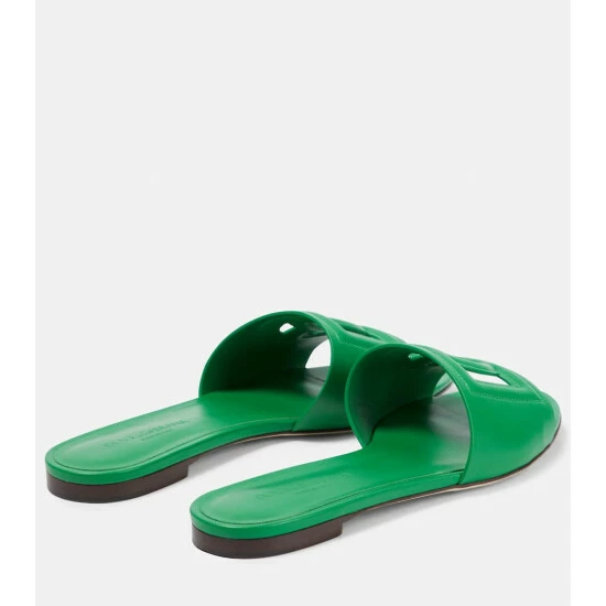 Dolce&Gabbana Logo Cutout Leather Slides - Image 2