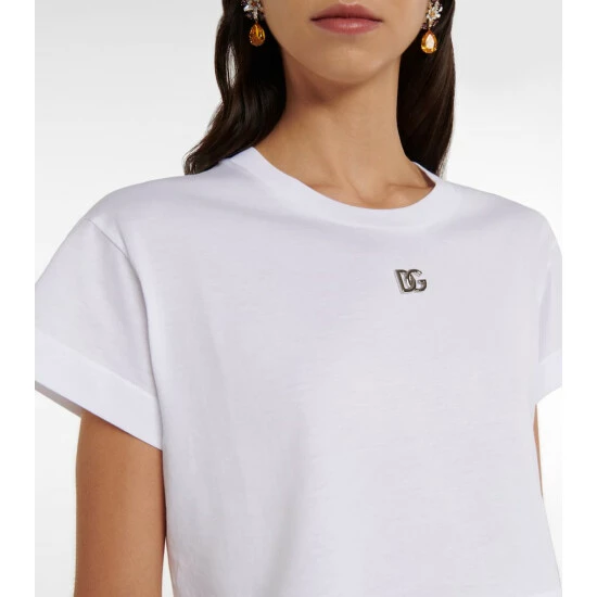 Dolce&Gabbana Embellished Cotton Cropped T-shirt - Image 3