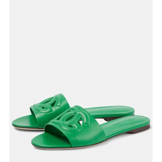 Dolce&Gabbana Logo Cutout Leather Slides - Image 4