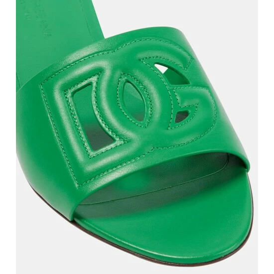 Dolce&Gabbana Logo Cutout Leather Slides - Image 5