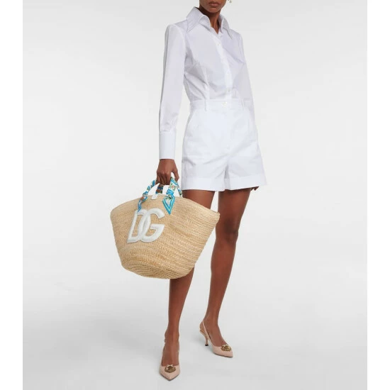 Dolce&Gabbana Kendra Logo Straw Tote - Image 4