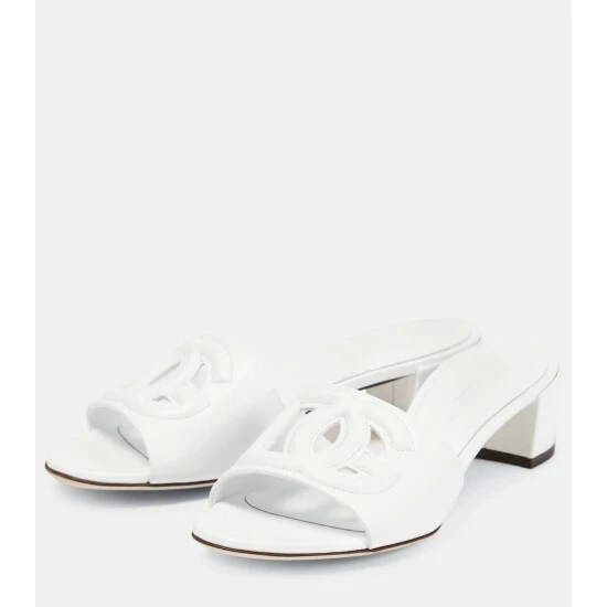 Dolce&Gabbana Leather Cut-out Logo Sandals - Image 4