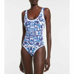 Dolce&Gabbana Printed Scoop-neck Swimsuit