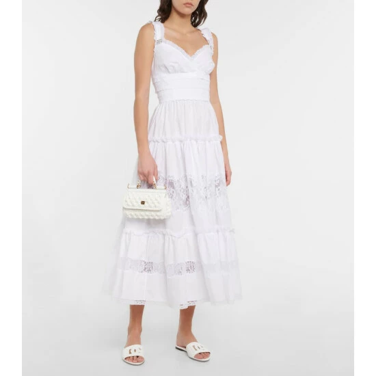 Dolce&Gabbana Logo Cutout Leather Slides