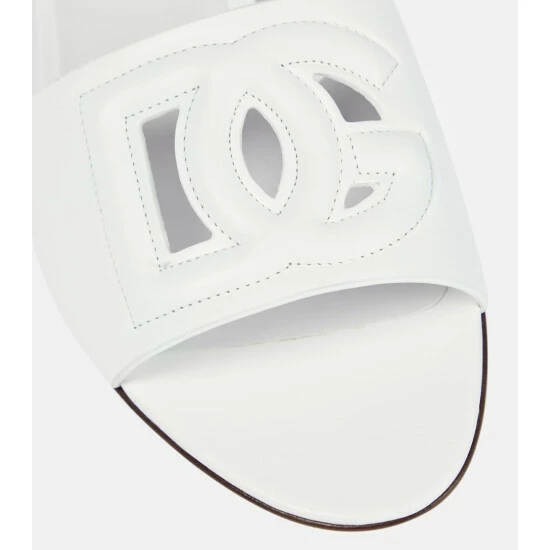 Dolce&Gabbana Logo Cutout Leather Slides - Image 5