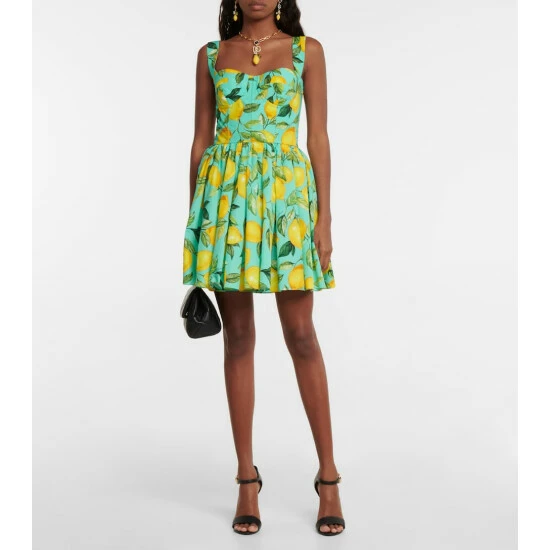 Dolce&Gabbana Printed Cotton Poplin Minidress