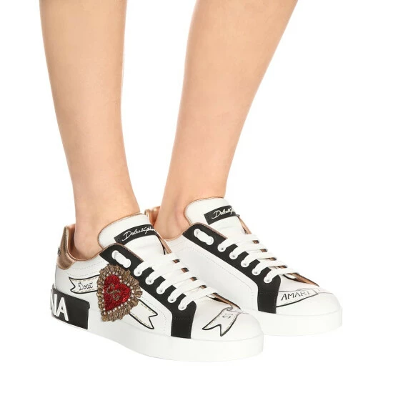 Dolce&Gabbana Portofino Leather Sneakers - Image 3