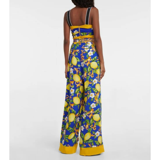 Dolce&Gabbana Printed Charmeuse Palazzo Pants - Image 2