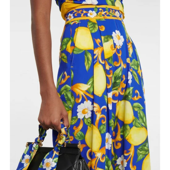 Dolce&Gabbana Printed Charmeuse Palazzo Pants - Image 3