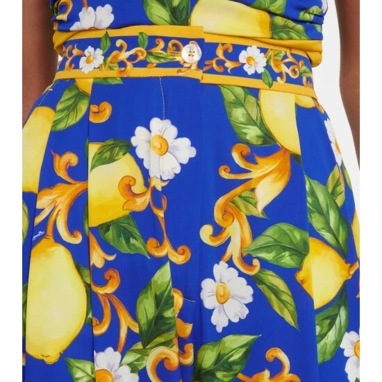 Dolce&Gabbana Printed Charmeuse Palazzo Pants - Image 4