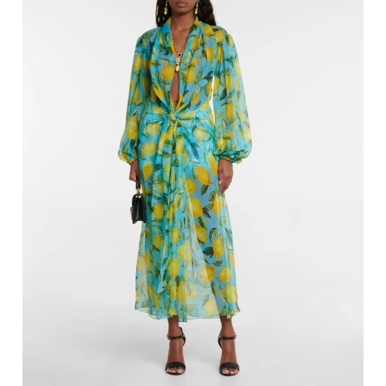 Dolce&Gabbana Printed Silk Chiffon Midi Dress