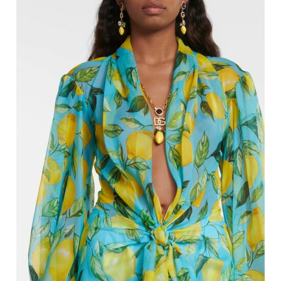 Dolce&Gabbana Printed Silk Chiffon Midi Dress - Image 3