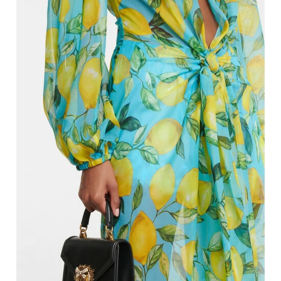 Dolce&Gabbana Printed Silk Chiffon Midi Dress - Image 4