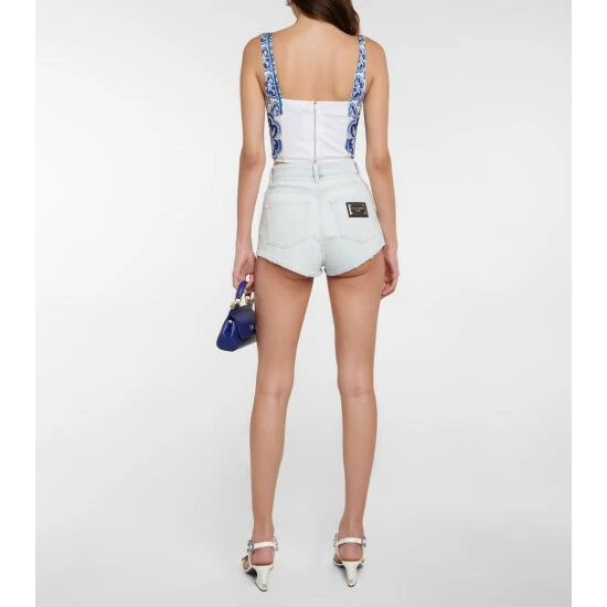 Dolce&Gabbana Distressed High-rise Denim Shorts - Image 2