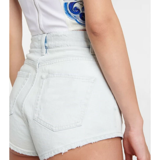 Dolce&Gabbana Distressed High-rise Denim Shorts - Image 4