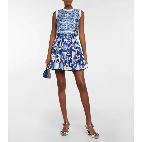 Dolce&Gabbana Printed Cotton Poplin Miniskirt