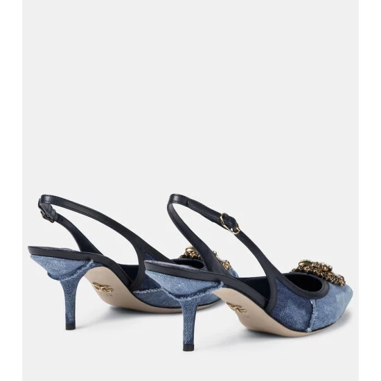 Dolce&Gabbana Devotion Denim Slingback Pumps - Image 2
