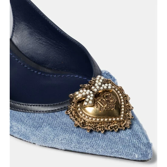 Dolce&Gabbana Devotion Denim Slingback Pumps - Image 5