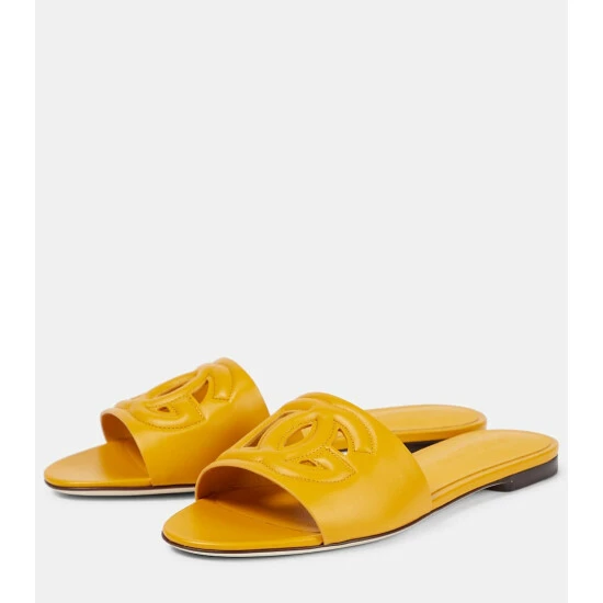 Dolce&Gabbana Logo Cutout Leather Sandals - Image 4