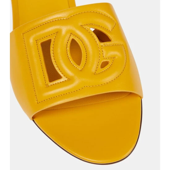 Dolce&Gabbana Logo Cutout Leather Sandals - Image 5