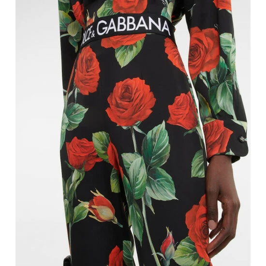 Dolce&Gabbana Floral Silk-blend Charmeuse Leggings - Image 3