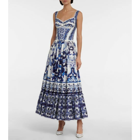 Dolce&Gabbana Printed Cotton Midi Dress