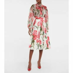 Dolce&Gabbana Floral Cotton Poplin Midi Skirt