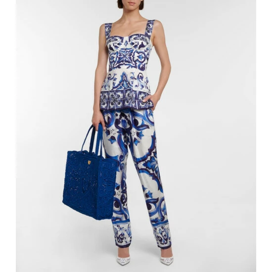Dolce&Gabbana Printed Silk High-rise Pants