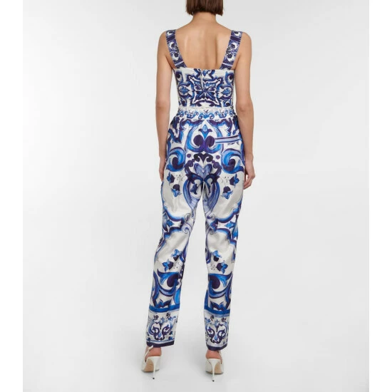 Dolce&Gabbana Printed Silk High-rise Pants - Image 2