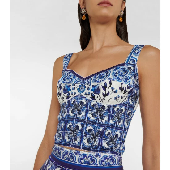 Dolce&Gabbana Printed Silk-blend Bustier - Image 3