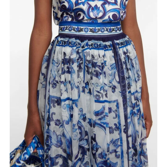 Dolce&Gabbana Printed Silk Chiffon Maxi Skirt - Image 3