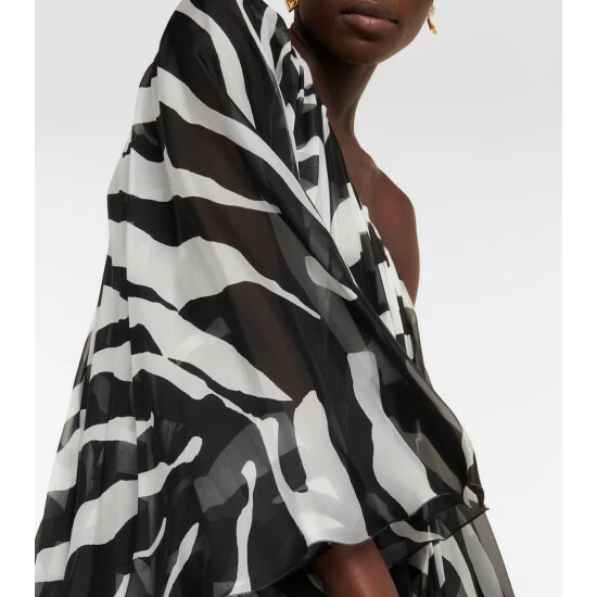 Dolce&Gabbana Printed One-shoulder Silk Minidress - Image 3