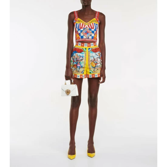 Dolce&Gabbana Printed Stretch Cotton-blend Bustier