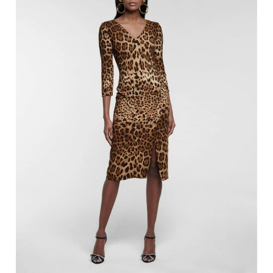 Dolce&Gabbana Leopard-print Cady Midi Dress