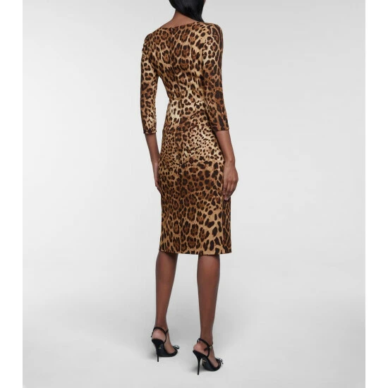 Dolce&Gabbana Leopard-print Cady Midi Dress - Image 2