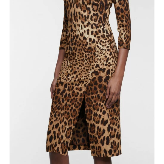 Dolce&Gabbana Leopard-print Cady Midi Dress - Image 3