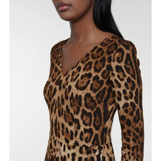 Dolce&Gabbana Leopard-print Cady Midi Dress - Image 4