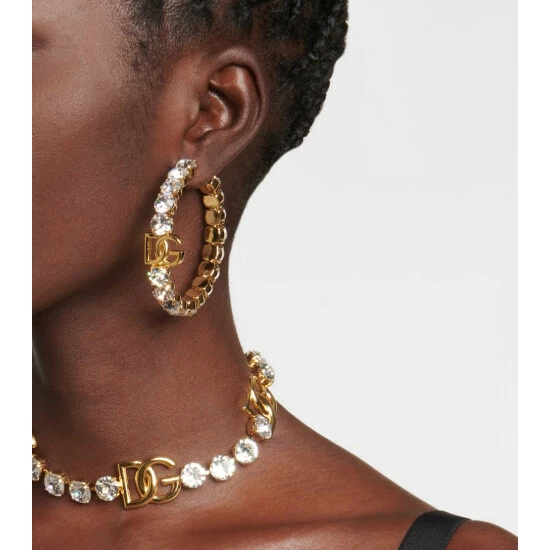 Dolce&Gabbana Embellished Hoop Earrings - Image 5