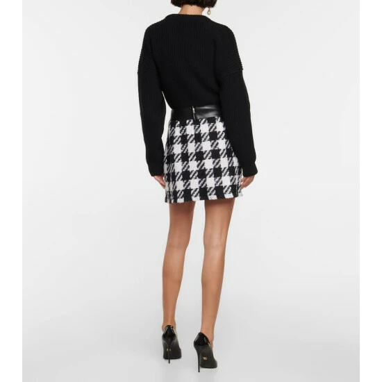 Dolce&Gabbana Houndstooth Wool-blend Miniskirt - Image 2