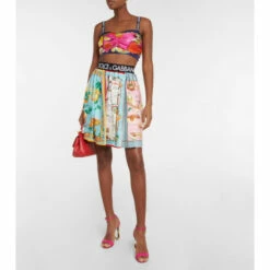 Dolce&Gabbana Printed Silk Twill Crop Top