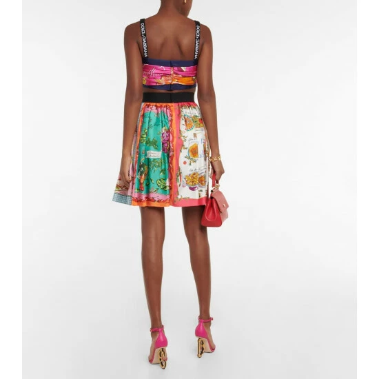 Dolce&Gabbana Printed Silk Twill Crop Top - Image 2