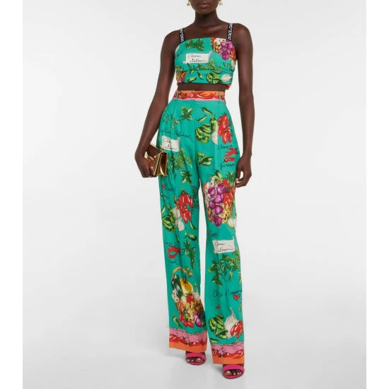 Dolce&Gabbana Printed Silk-blend Crop Top